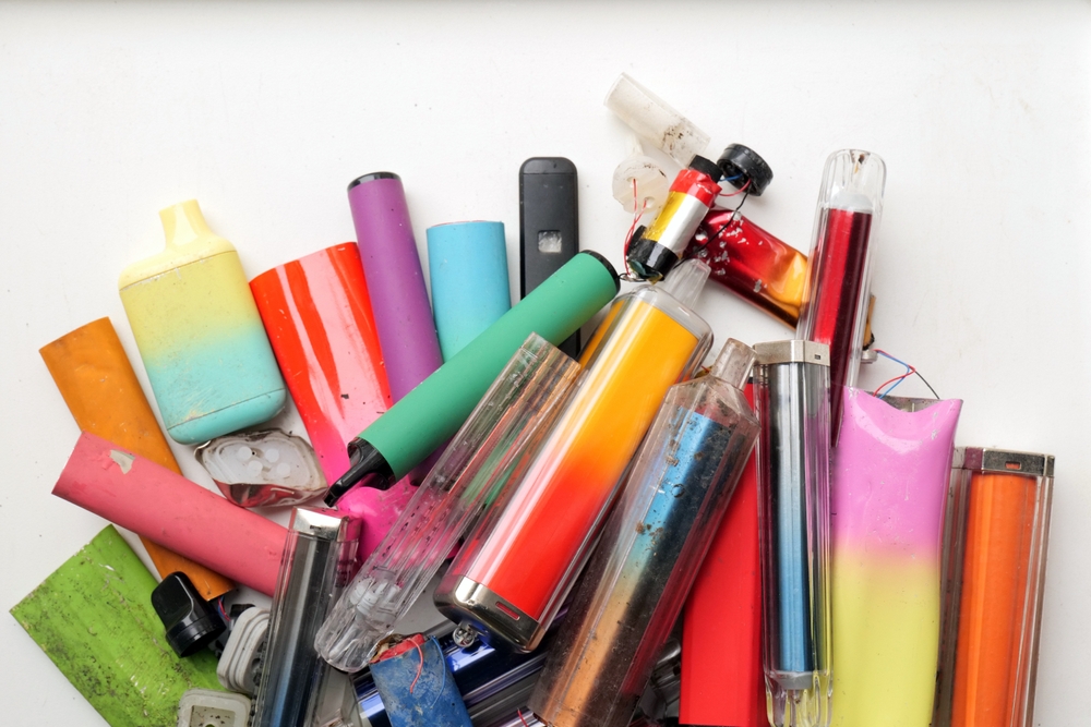 A,Vibrant,Collection,Of,Discarded,Electronic,Cigarette,Vapes,And,Internal